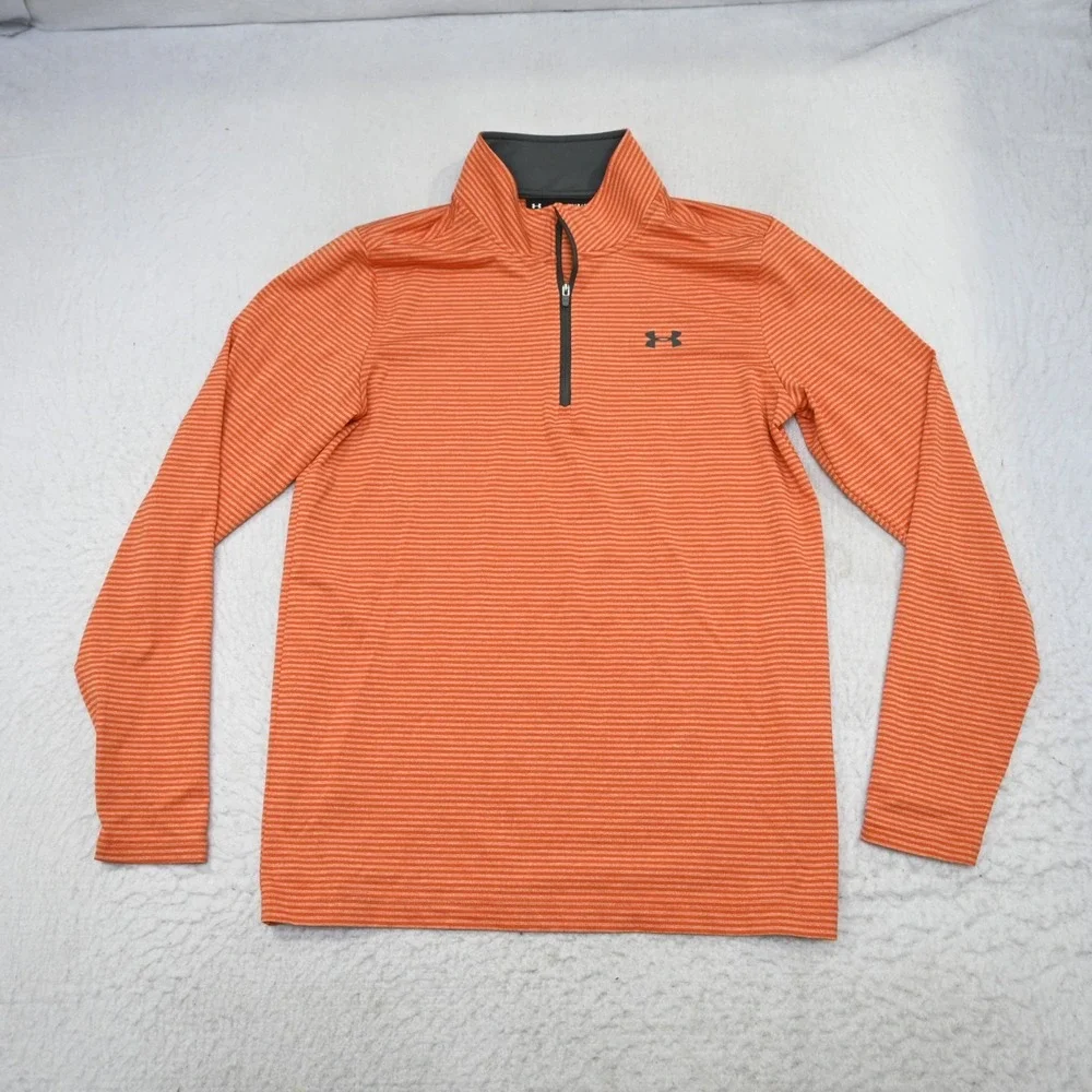 Under Armour 1/4‎ Zip Golf Jacket Mens Small Orange Loose Pullover Lightweight